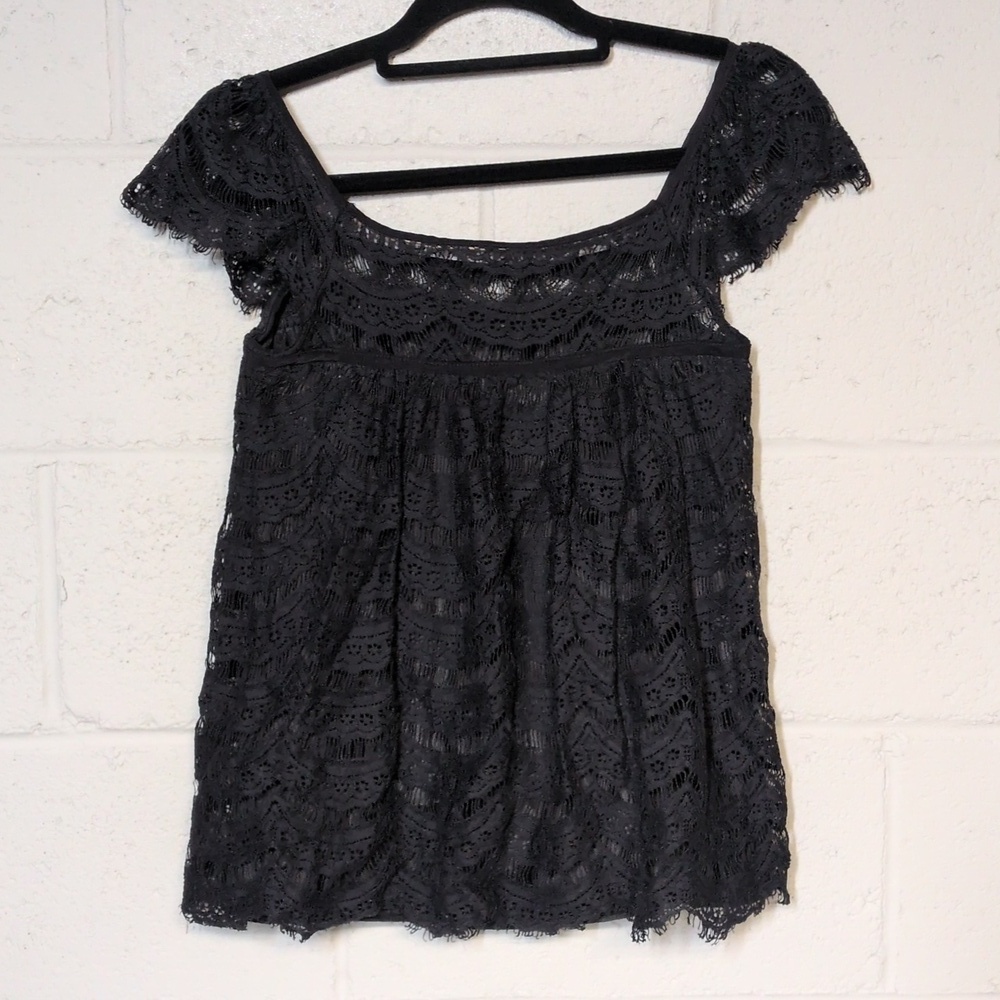 Milly of New York Black Crochet Cotton Lined Sleeveless Blouse Top Size 2 - Picture 4 of 5